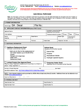 Gas Decal Purchase Form