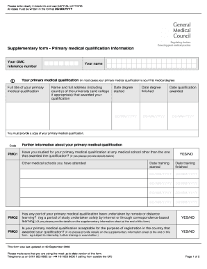 GMC Primary Medical Qualification Form