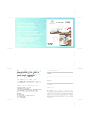 Lenox Mail-in Rebate Form