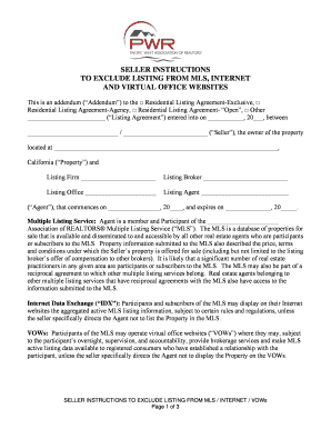 Seller Instructions to Exclude Listing from MLS