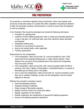 Construction Site Fire Prevention Plan