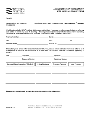 Authorization Agreement for Automated Billing