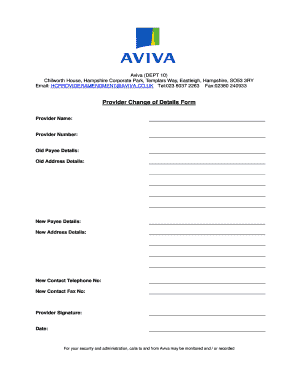 Provider Change of Details Form