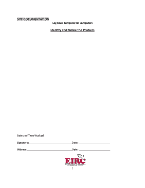 Log Book Template for Computers
