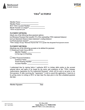 VISA Autopay Authorization Form