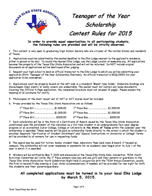 Teenager of the Year Scholarship Application