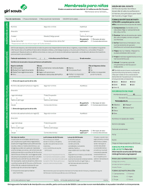 Formulario de inscripción de Girl Scouts