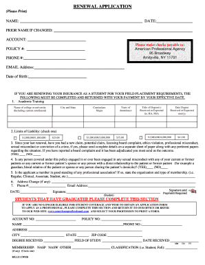 Insurance Renewal Application Form