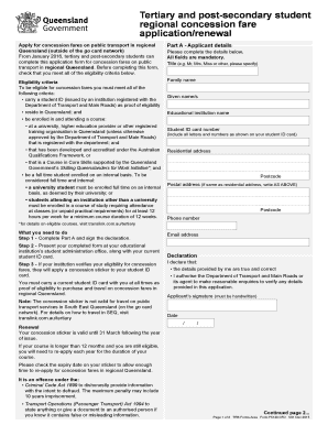 Queensland Tertiary Student Regional Concession Fare Application