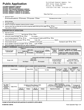 Public Application for Transportation Insurance
