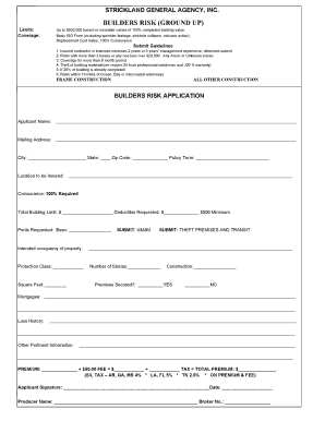 Builders Risk Insurance Application
