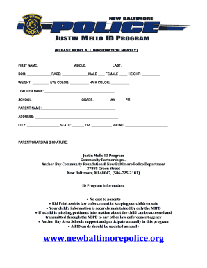 Child Identification Form