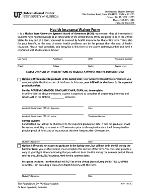 Florida State University Health Insurance Waiver Form