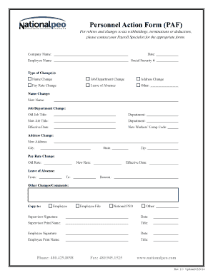 Personnel Action Form (PAF)