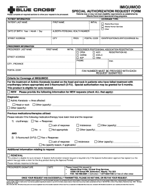 Imiquimod Special Authorization Request Form