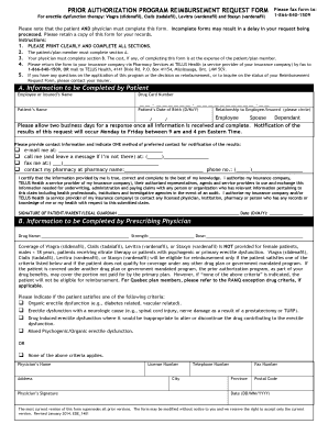 Prior Authorization Reimbursement Request Form