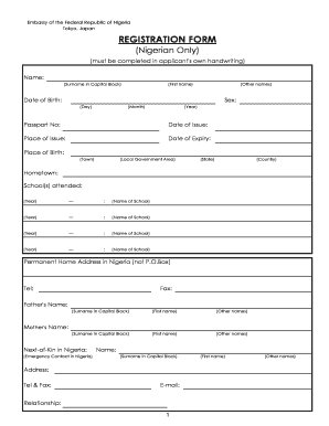 Nigerian Registration Form