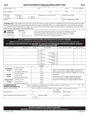2014 Employee Benefits Program Enrollment Form