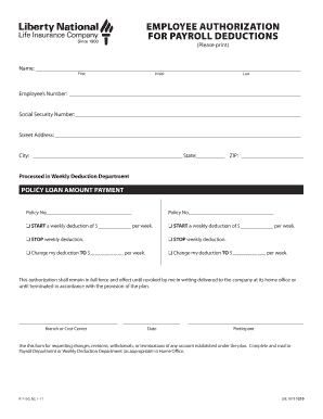 Employee Authorization for Payroll Deductions