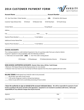 2014 Customer Payment Form