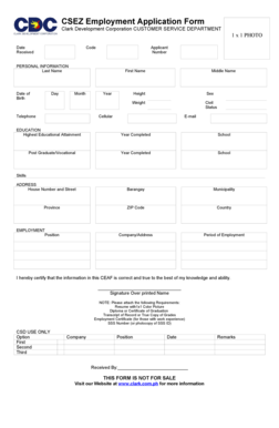 CSEZ Employment Application Form