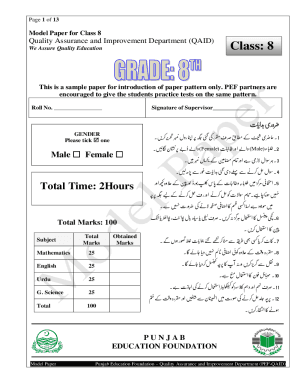 Class 8 Model Paper