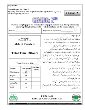 Class 2 Model Paper