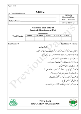 Punjab Education Foundation Mathematics and English Exam