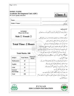 Punjab Education Foundation Model Paper