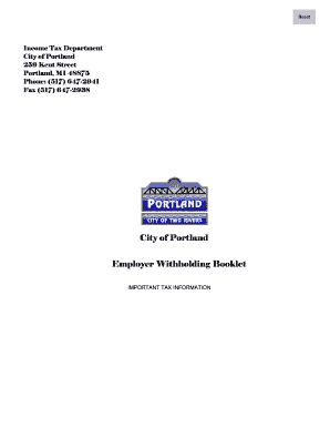 City of Portland Employer Withholding Tax Form