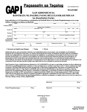 GAP Addendum for Vehicle Lease Agreement