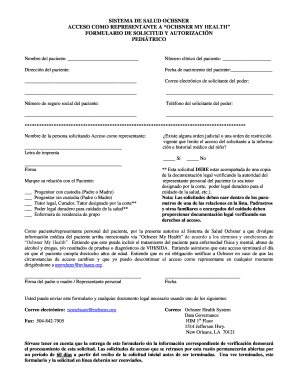 FORMULARIO DE SOLICITUD Y AUTORIZACIÓN PEDIÁTRICO