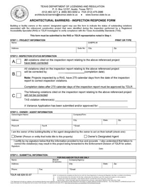Texas Architectural Barriers Inspection Response Form