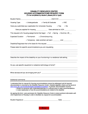 Housing Accommodations Request Form
