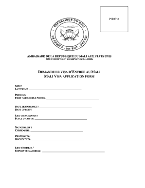 DEMANDE DE VISA D’ENTREE AU MALI