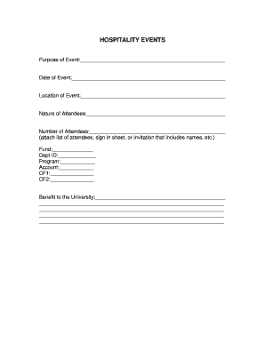 Hospitality Event Form