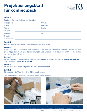 Projektierungsblatt für configo:pack