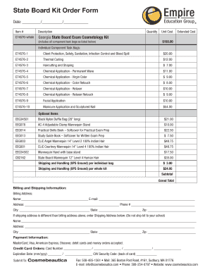 Georgia State Board Cosmetology Kit Order Form