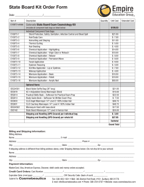 Colorado State Board Cosmetology Kit Order Form