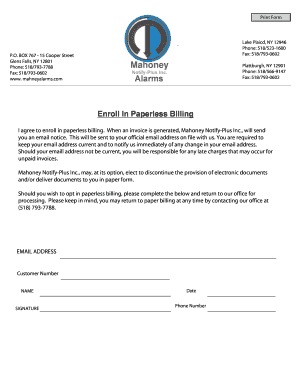 Paperless Billing Enrollment Form