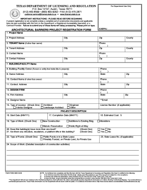 Texas Architectural Barriers Project Registration Form