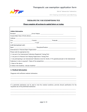 Therapeutic Use Exemption Application Form