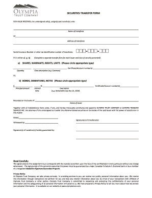 Securities Transfer Form