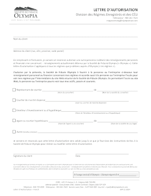 Lettre d’autorisation