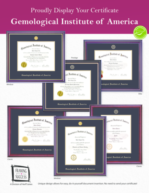 Gemological Institute of America Certificate Framing Order Form