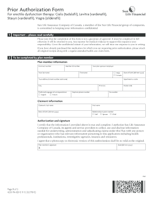 Prior Authorization Form for Erectile Dysfunction Therapy