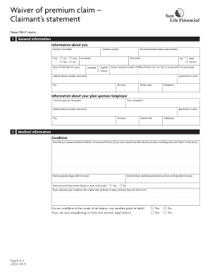 Waiver of Premium Claim Form