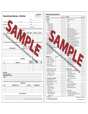 Personal Lines Coverage Checklist