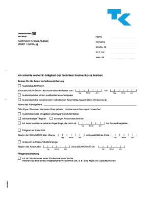 Formular zur Fortsetzung der Mitgliedschaft bei der Techniker Krankenkasse