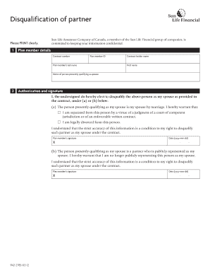 Sun Life Spouse Disqualification Form